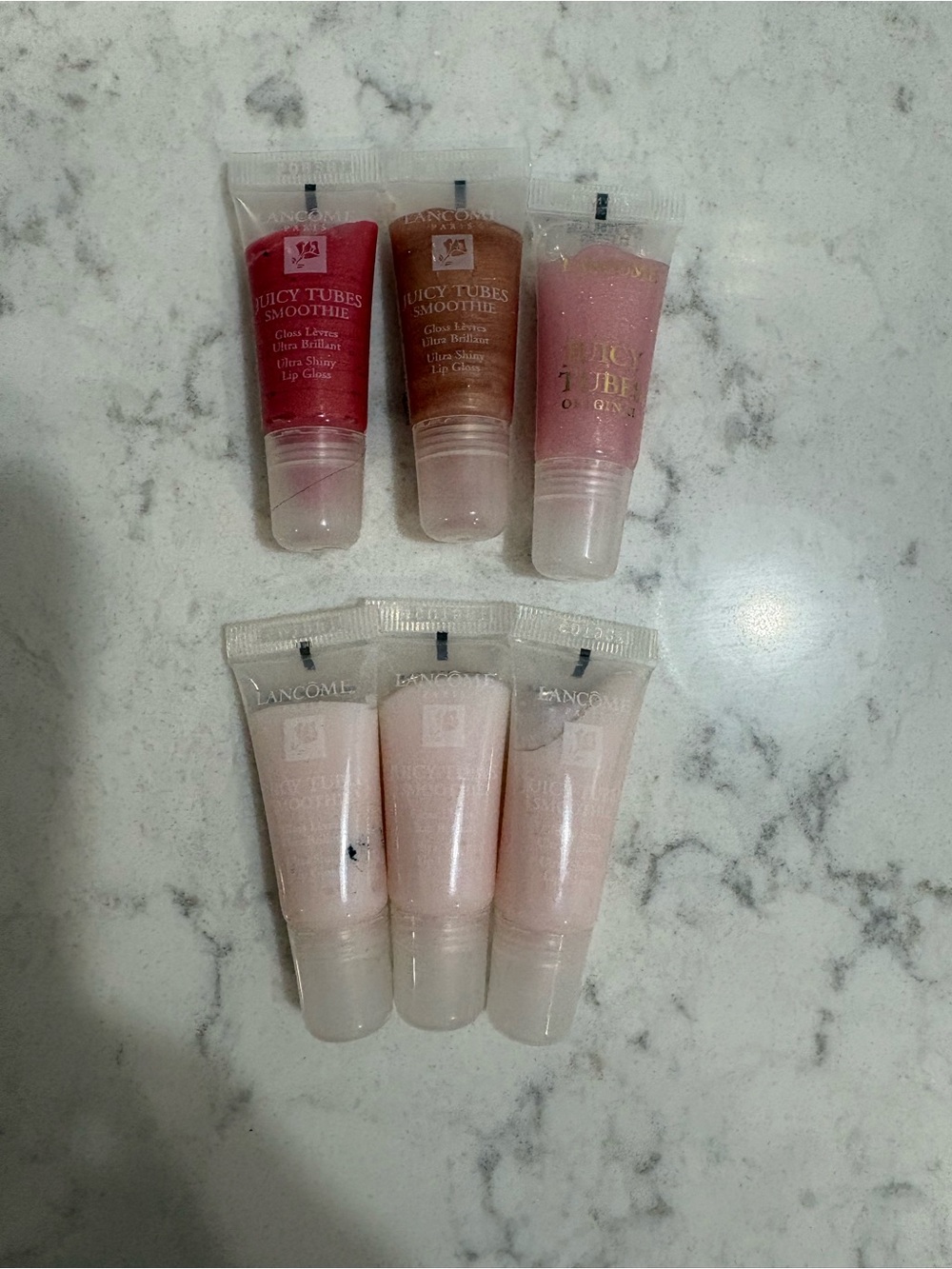 6 Lancome Juicy Tubes Lip Gloss .28 oz each- Pink Shades